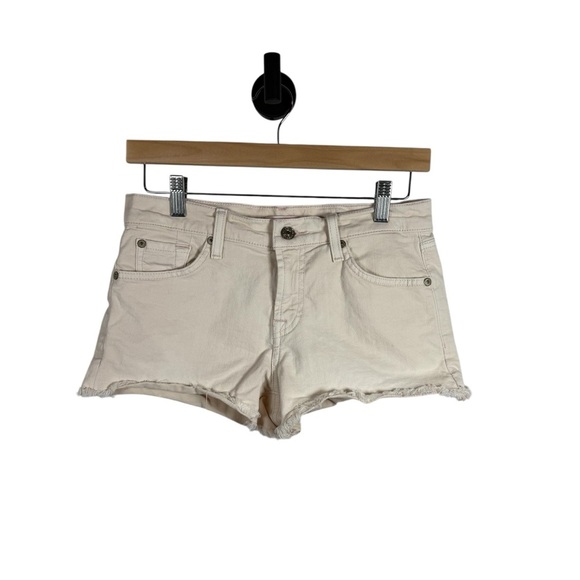 7 For All Mankind Women’s Low Rise Denim Cutoff Shorts in Pastel Pink Size 25 - Picture 1 of 11